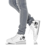 Skeleton wearing headphones up yours custom hightop converse