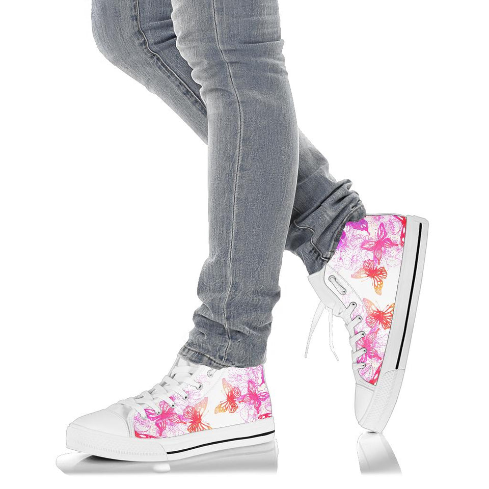 Colorful Abstract Art Butterflies High Top