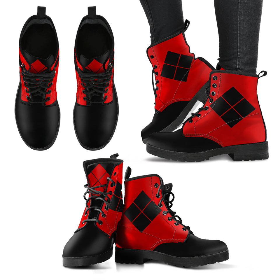 Harley Quinn Inspired Opposites Vegan Boots Right