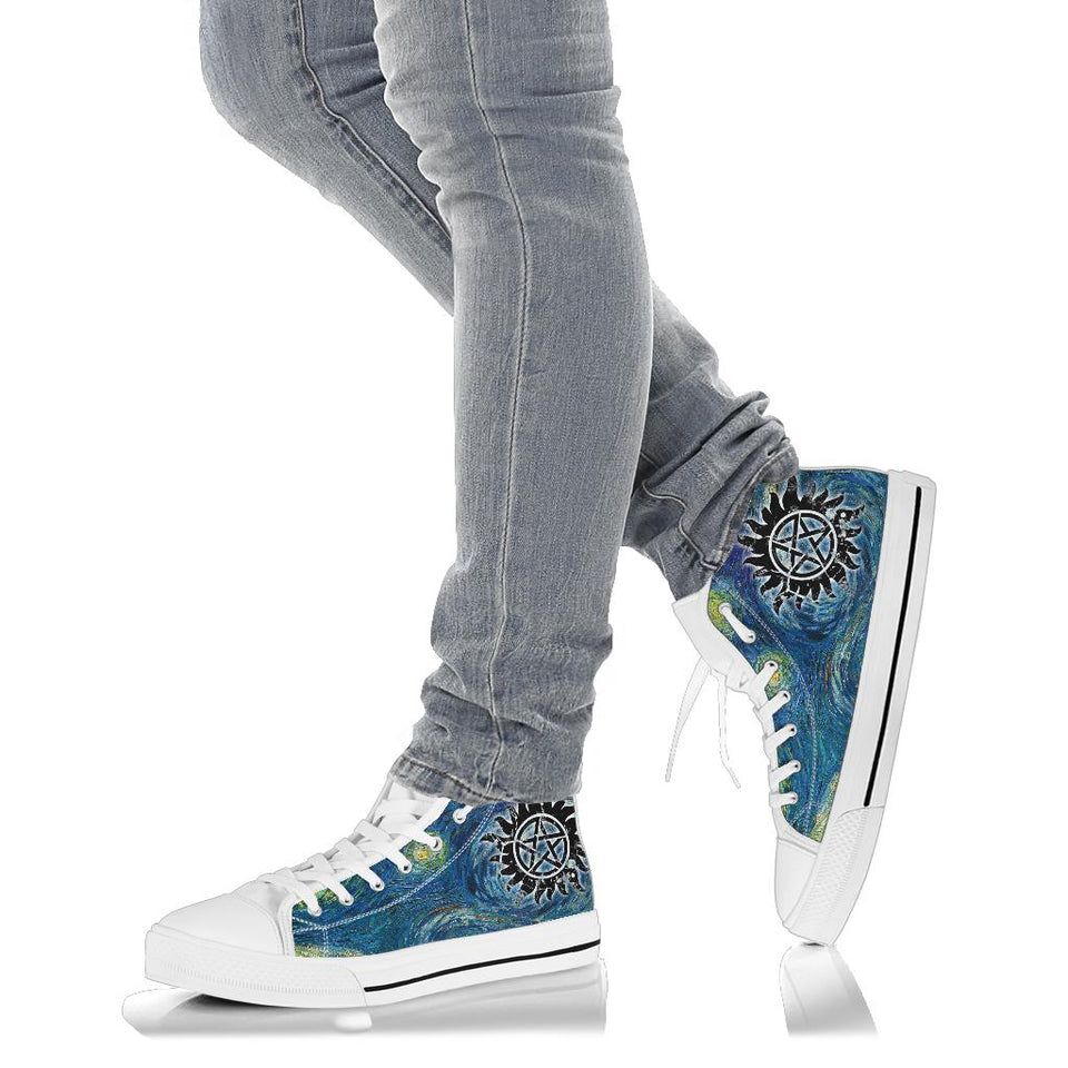 Supernatural Custom Sneakers, Chevrolet Impala Custom Shoes, Hand Painted Shoes, High top