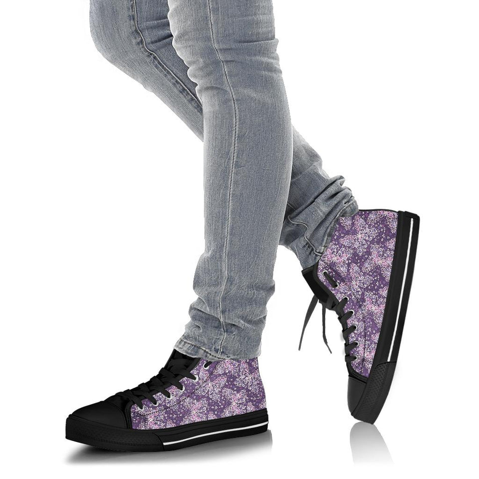 Purple Butterfly, Leather Boots Women