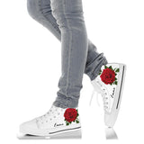 Red Rose Shoes, Rose Print Sneakers, Rose Shoes, Custom High Tops Sneakers For Adults Women & Girls