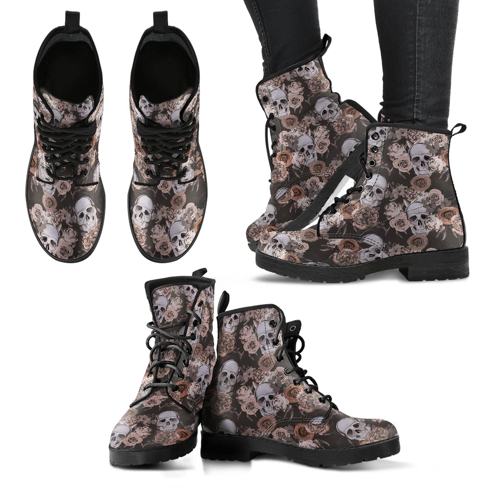 Womens Skull Boots, Womens Black Boot, Sugar Skulls, Handcrafted Shoes, snow Boots Women