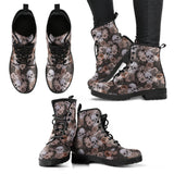 Womens Skull Boots, Womens Black Boot, Sugar Skulls, Handcrafted Shoes, snow Boots Women