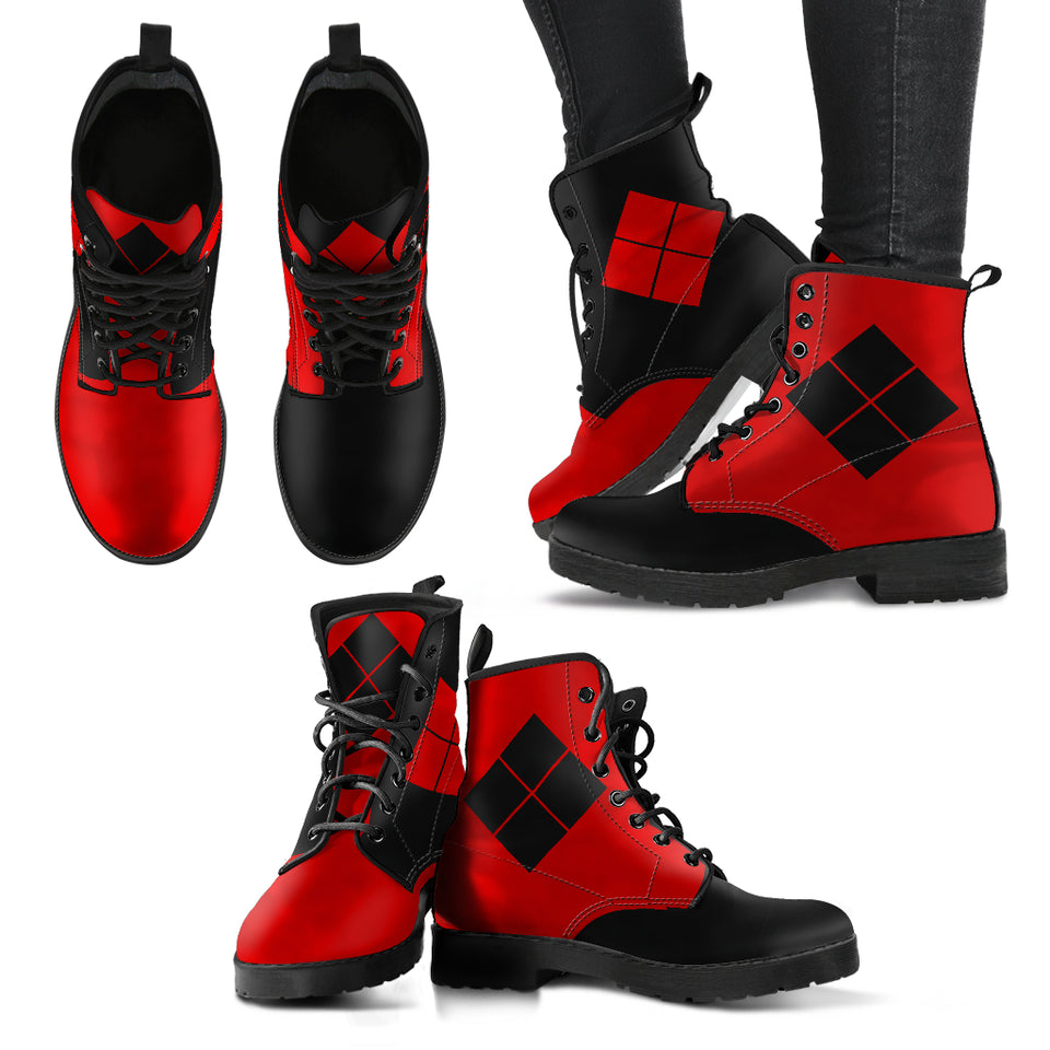 Harley Quinn Inspired Opposites Vegan Boots