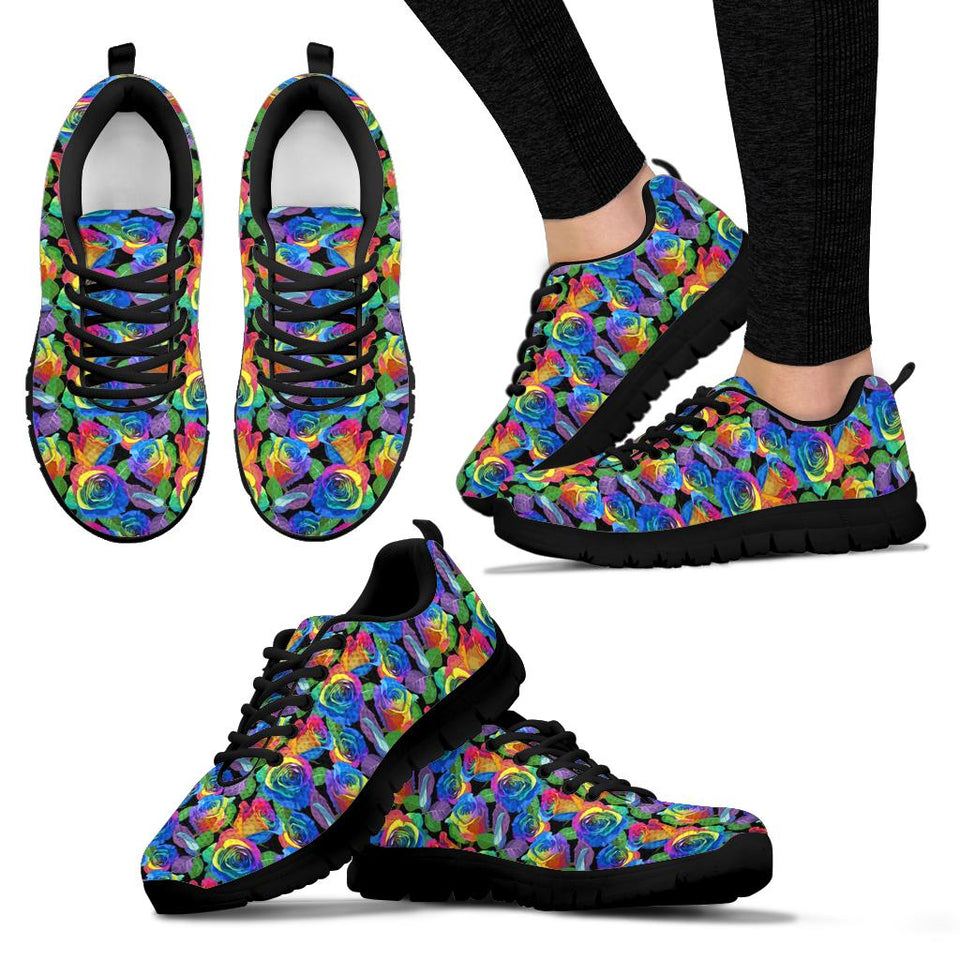 Colorful Floral, Womens Leather Boots