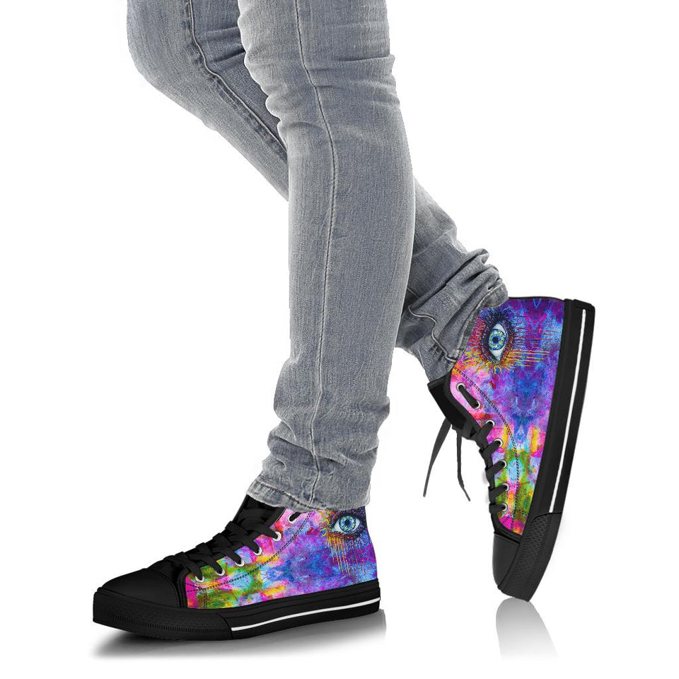Rainbow Eye, Womens Leather Boots high top