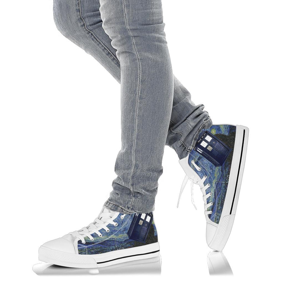 The doctor police public call box lord of time design custom converse high top shoes who sneakers trainers printed