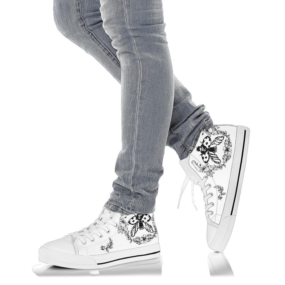 Black_White Boho Ladybird hand painted shoes