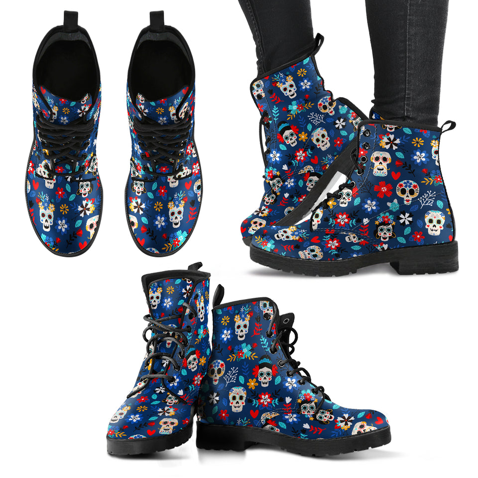 Womens Skull Boots, Womens Vegan Boot, Sugar Skulls, Leather Shoes Women, Winter Boots Women, Womens Rain Boots, Walking Boots Women