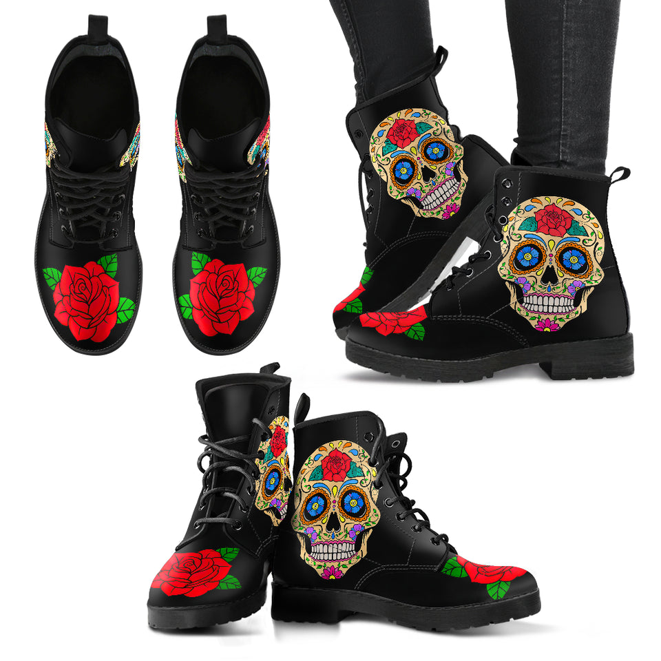 Sugar Skull, Womens Leather Boots, skul Boots, Handmade Shoes, Womens Winter Boots, Womens Rain Boots, Womens Casual Boots, Bohemian Shoes
