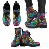 Skull Cat, Leather Shoes, Womens Skull Boots, Vegan Leather Boots, Winter Boots, Rain Boots Womens, Bohemian Shoes, Hippie Boots - up lai
