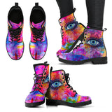 Rainbow Eye, Womens Leather Boots, Handmade Shoes, Ankle Boots Women