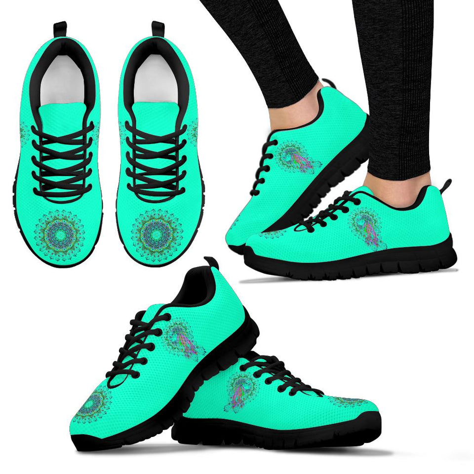 Peacock Mandala, Turquoise Teal Green SNEAKERS