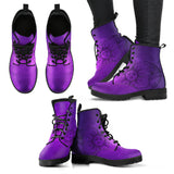 Purple Sun And Moon, Leather Boots Women, Handcrafted Boots, Vegan Leather, Sixties Mandala, Bright Colorful