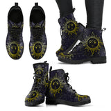 Sun and Moon, Mandala Design, Women's Boots, Vegan Leather, Combat Style Boots, Namast - up lai
