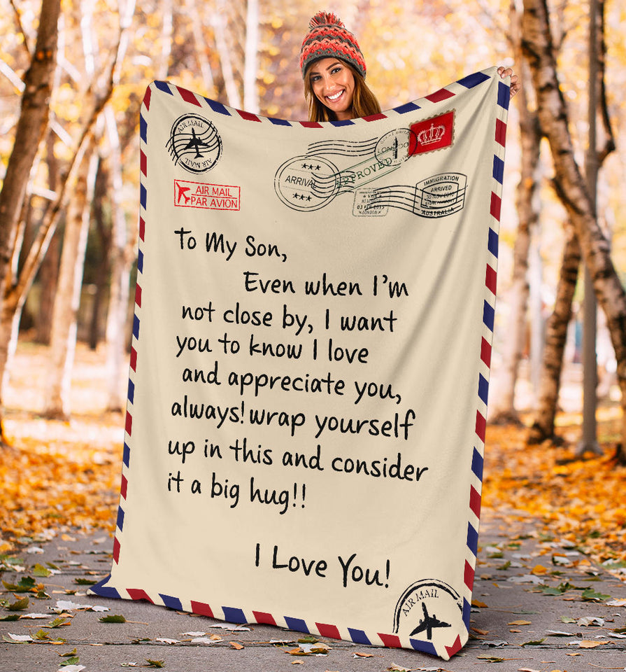 To My Son I Love You Letter Blanket