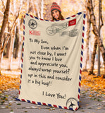 To My Son I Love You Letter Blanket