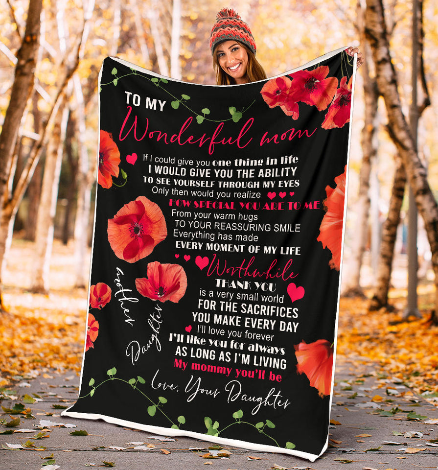 to My Wonderful MOM Blanket, to My Mom Blanket, to My Wonderful MOM How Special You are to ME 3D Pattern Custom Fleece Photo Blanket Fan Gift for Mom Mother - PL
