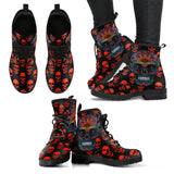 Sugar Skull, Leather boots women, skull boots, Winter Boots, womens rain boots, Hippie Boots, Bohemian boots, Vegan Boots, Ankle Boots
