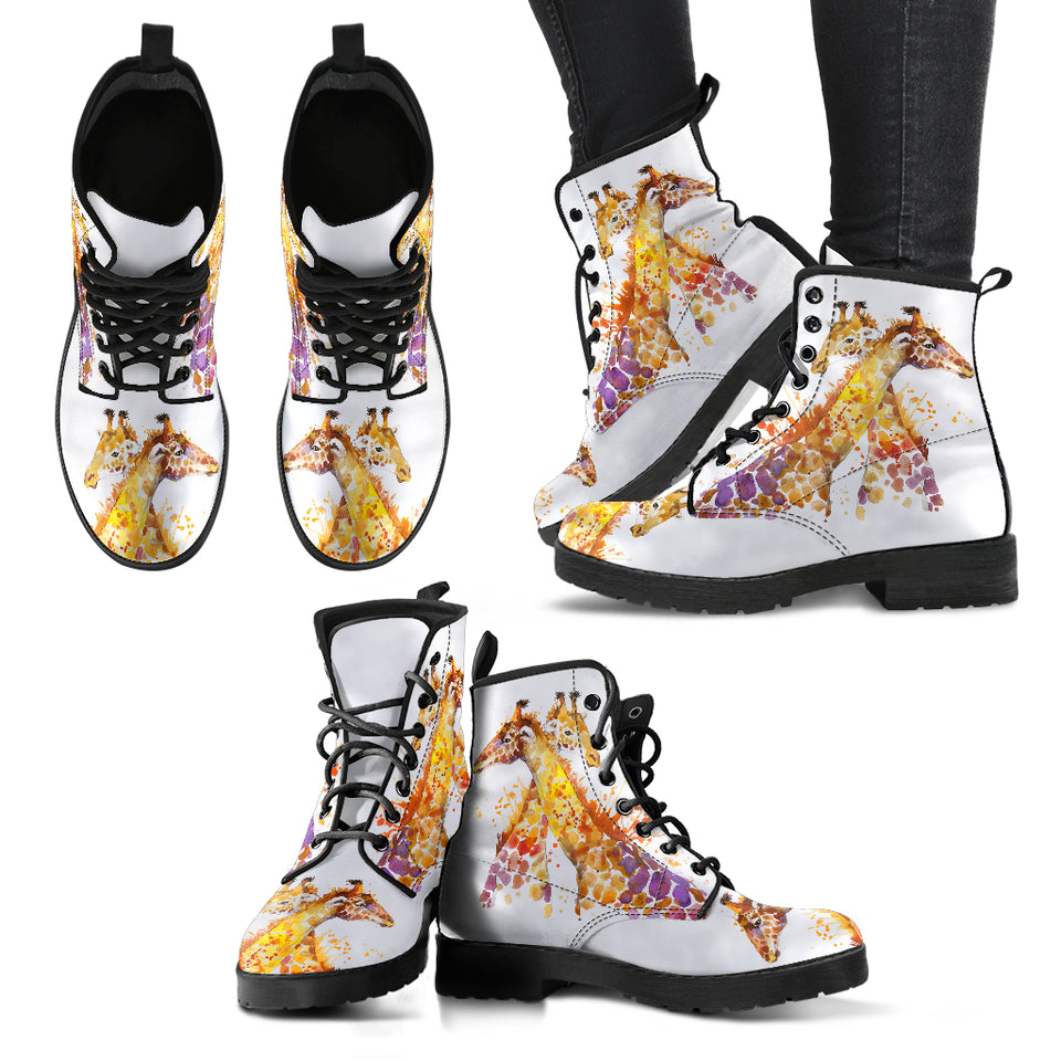 Giraffe Boots, Leather Boots Women, Vegan Leather, Custom Leather Boots, Womens Printed Shoes, Rain Boots, Multi Colored, Women Girl Gift