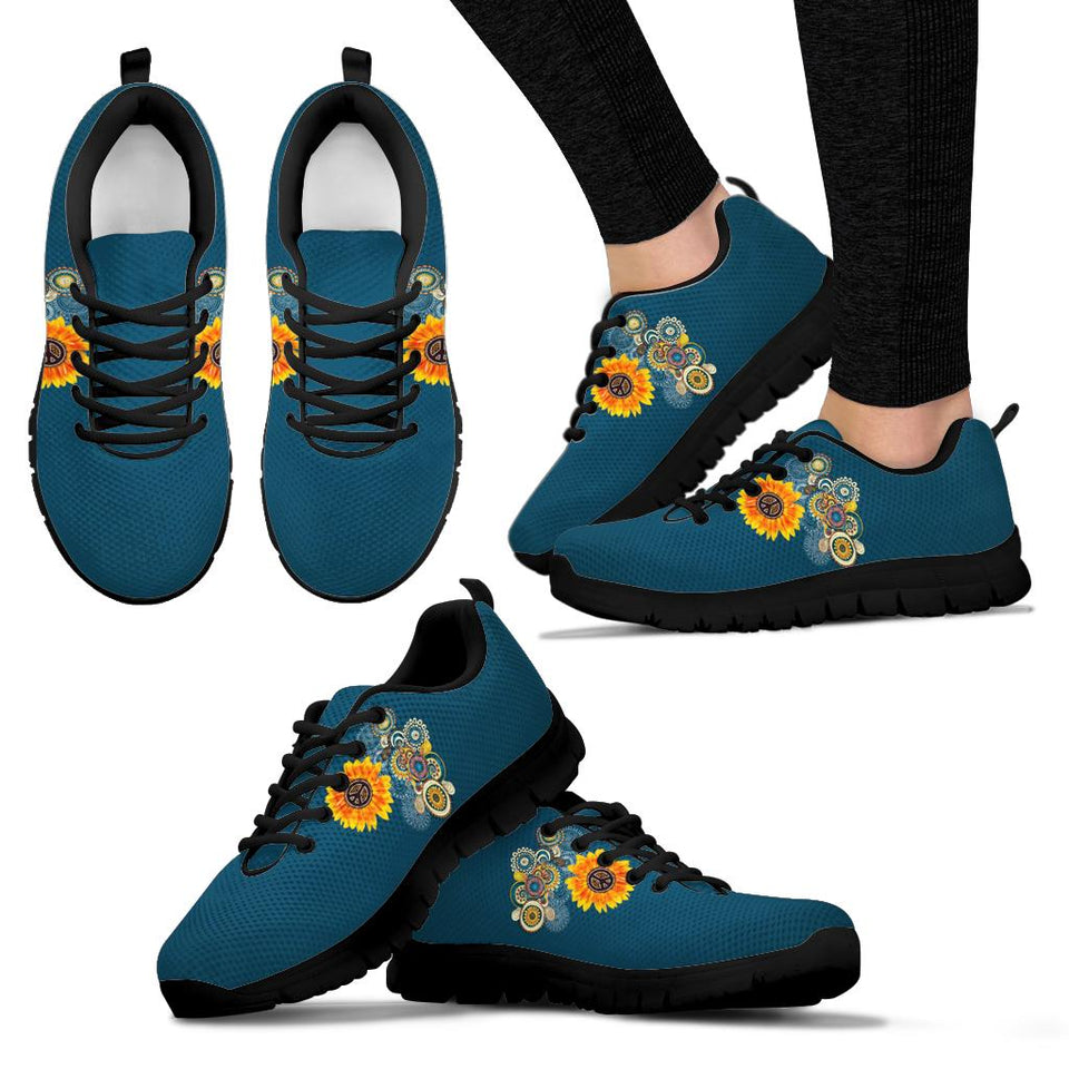Manadala Peace Sign, Purple Black, Women's Boots SNEAKERS