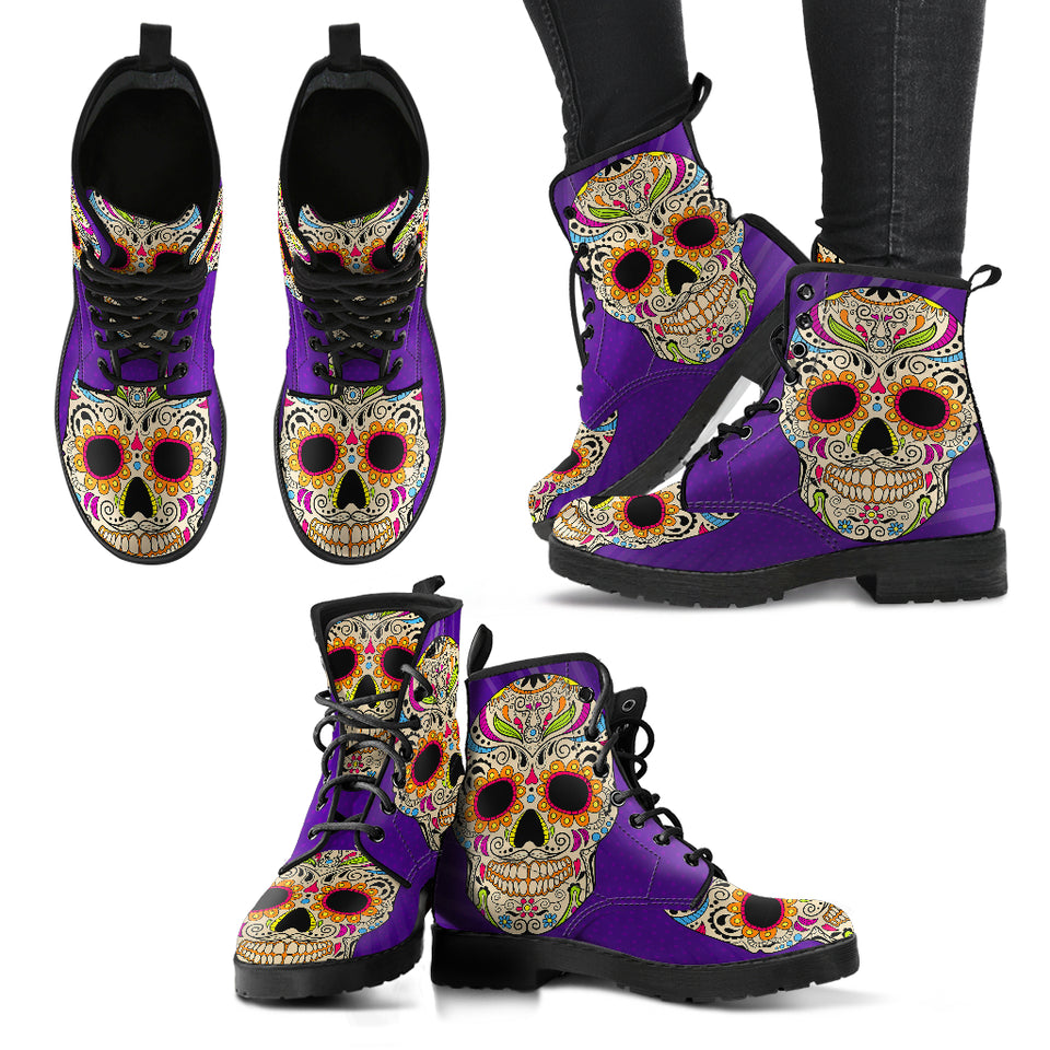 Sugar Skull, Dia De los Muertos, Women's Boots, Vegan Leather, Combat Style Boots, Lolita Combat Boots, Day Of The Dead