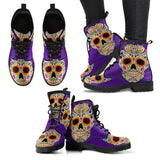 Sugar Skull, Dia De los Muertos, Women's Boots, Vegan Leather, Combat Style Boots, Lolita Combat Boots, Day Of The Dead