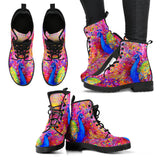 Colorful Peacock, Vegan Leather, Streetwear, Womens Leather Boots, Handmade Crafted, Fashion Boots, Rain Boots, Hippie, Festival