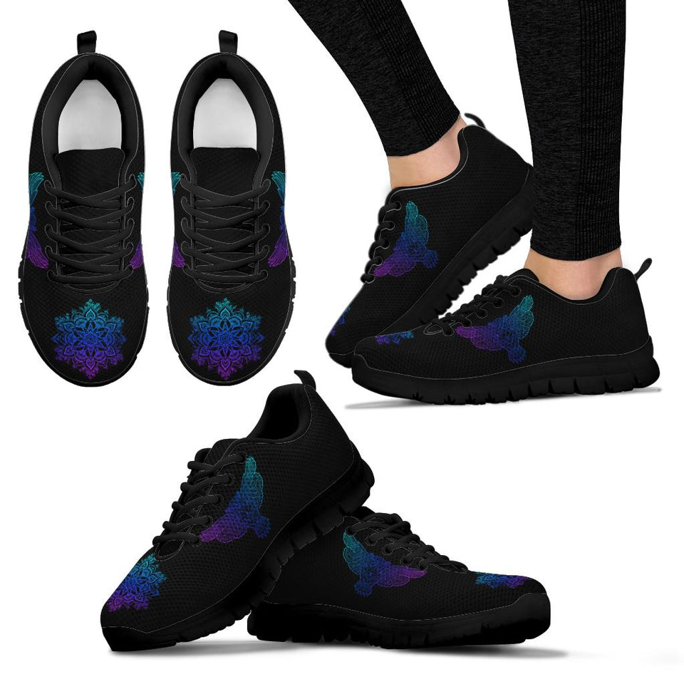 Owl Blue Purple, Womens Leather Boots SNEAKERS