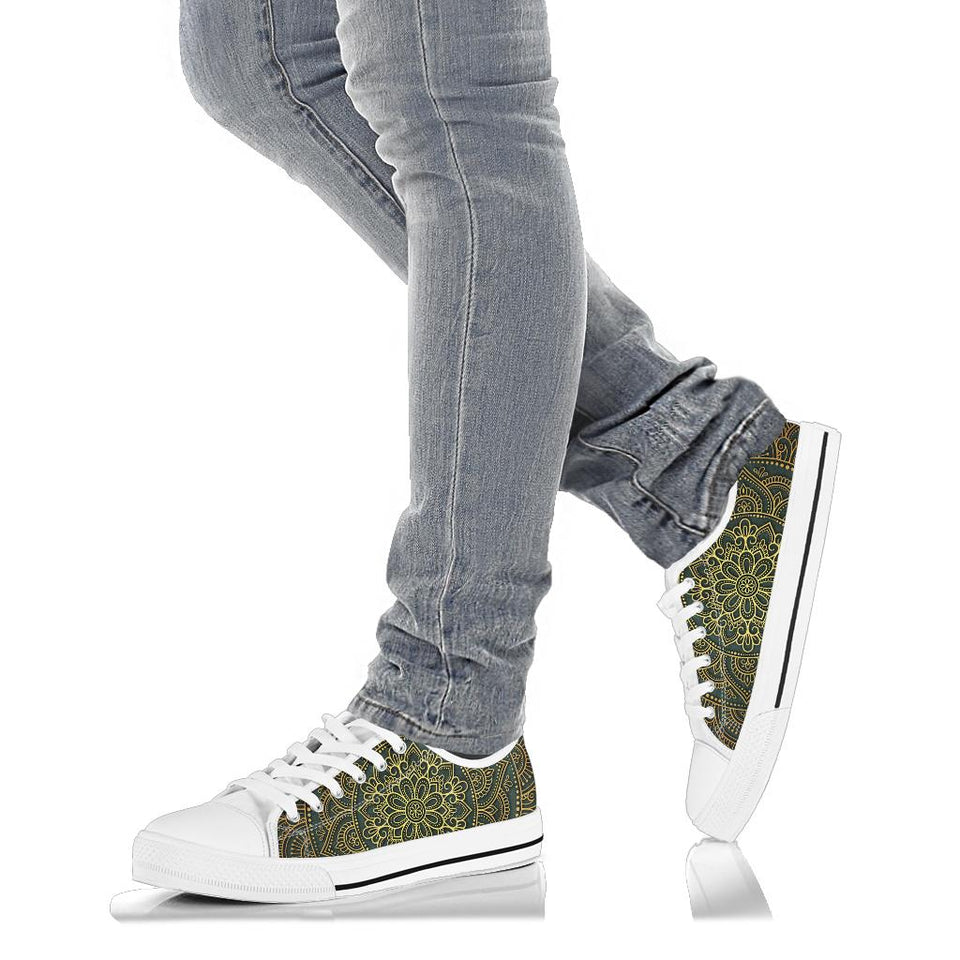 Green Mandala Boots, Leather Boots Women