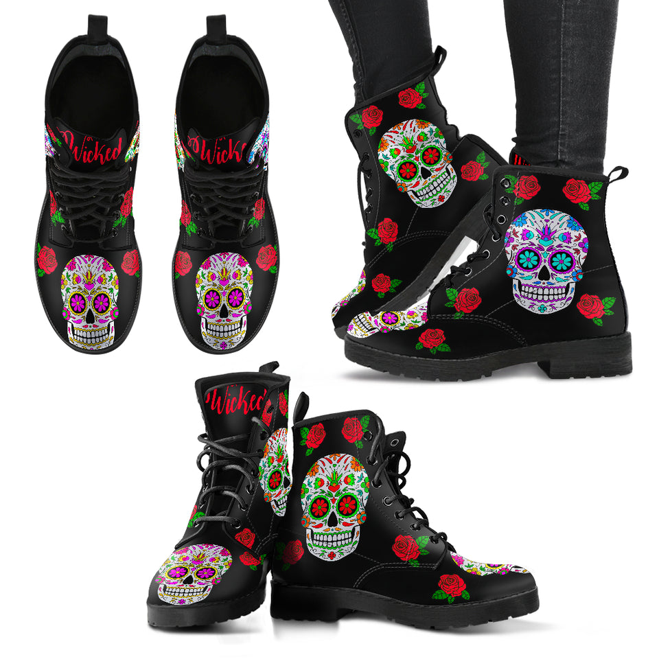 Wicked Skulls, Vegan Leather Boots, Womens Skull boot, Ankle Boots Women, Boho Chic, Bohemian Style, womens Handmade Boot