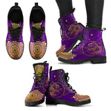 Gold Sun and Moon, Mandala Zen Spirit, Women's Boots, Vegan Leather