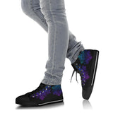 Owl Blue Purple, Womens Leather Boots high top