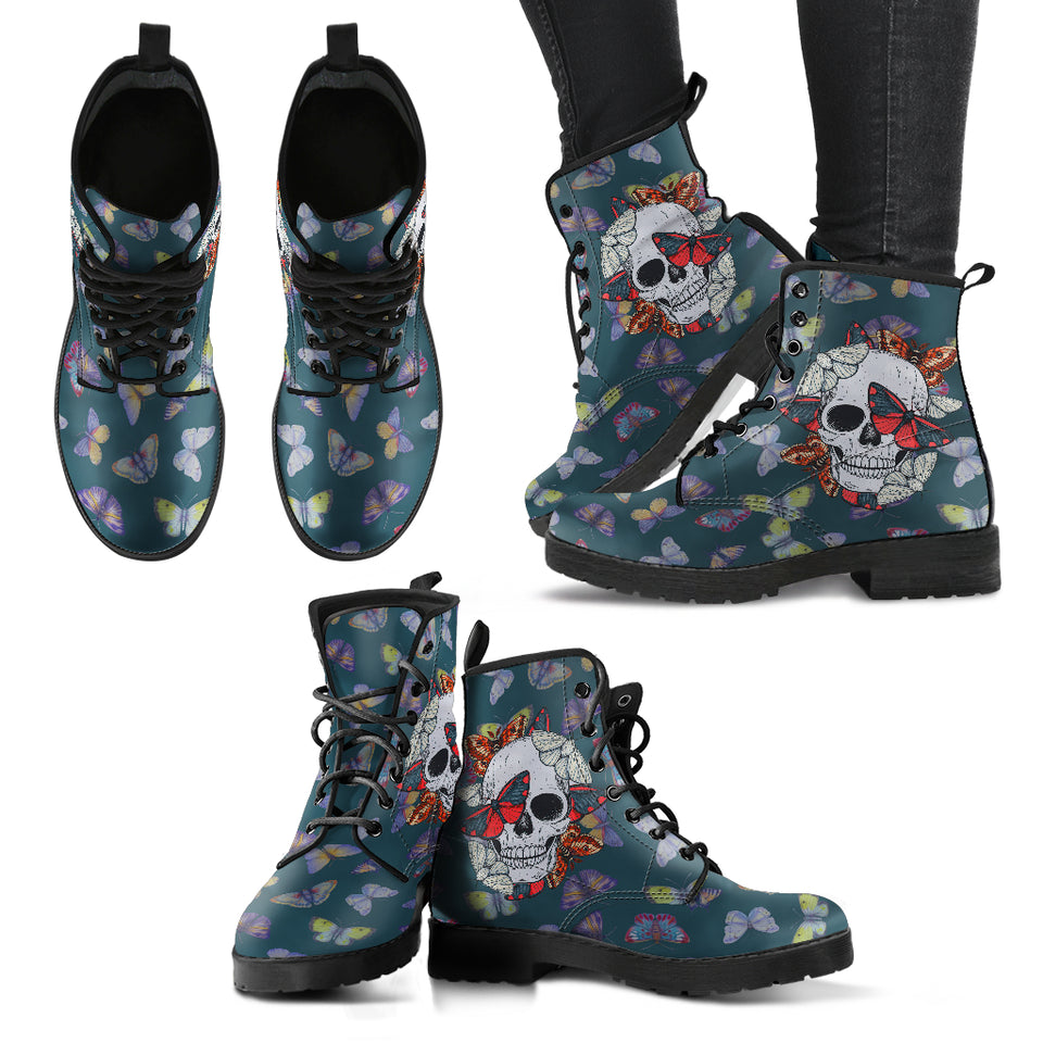 Colorful Butterfly, Leather Boots Women, Sugar Skull, Womens Winter Boots, Vegan Leather, Custom Leather Boots, Lace Up Boots, Hippie Boots