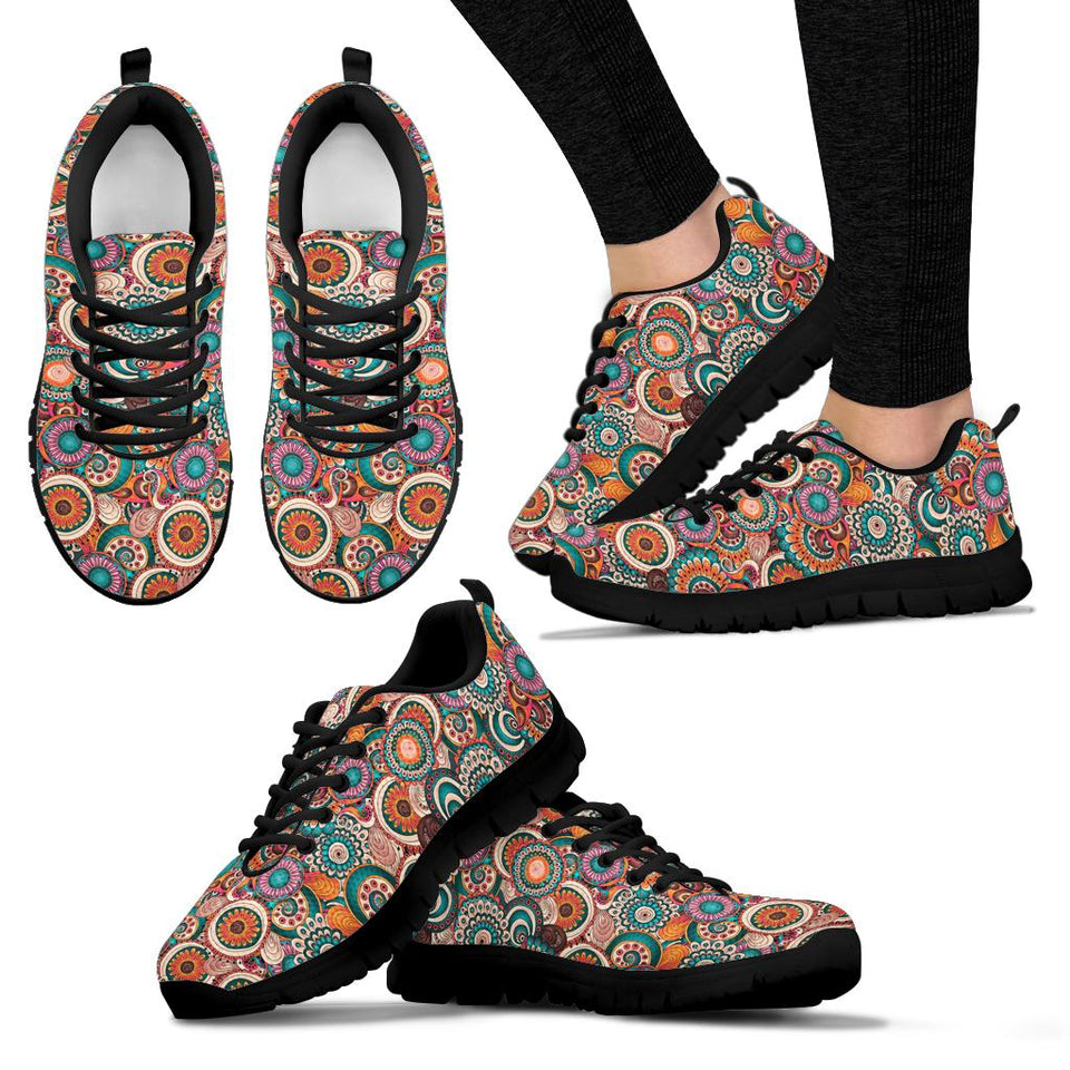 Blue Paisley Mandala, Leather Boots SNEAKERS