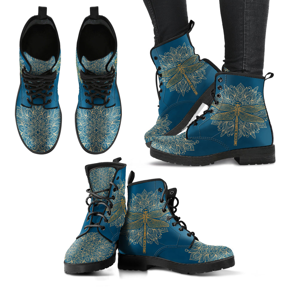 Handcrafted Boots, Gold Mandala, Dragonfly Rain Boots, Womens Leather Boots, Vegan Shoes, Dragonfly Boots, Fashion Shoes, Hippie Boots