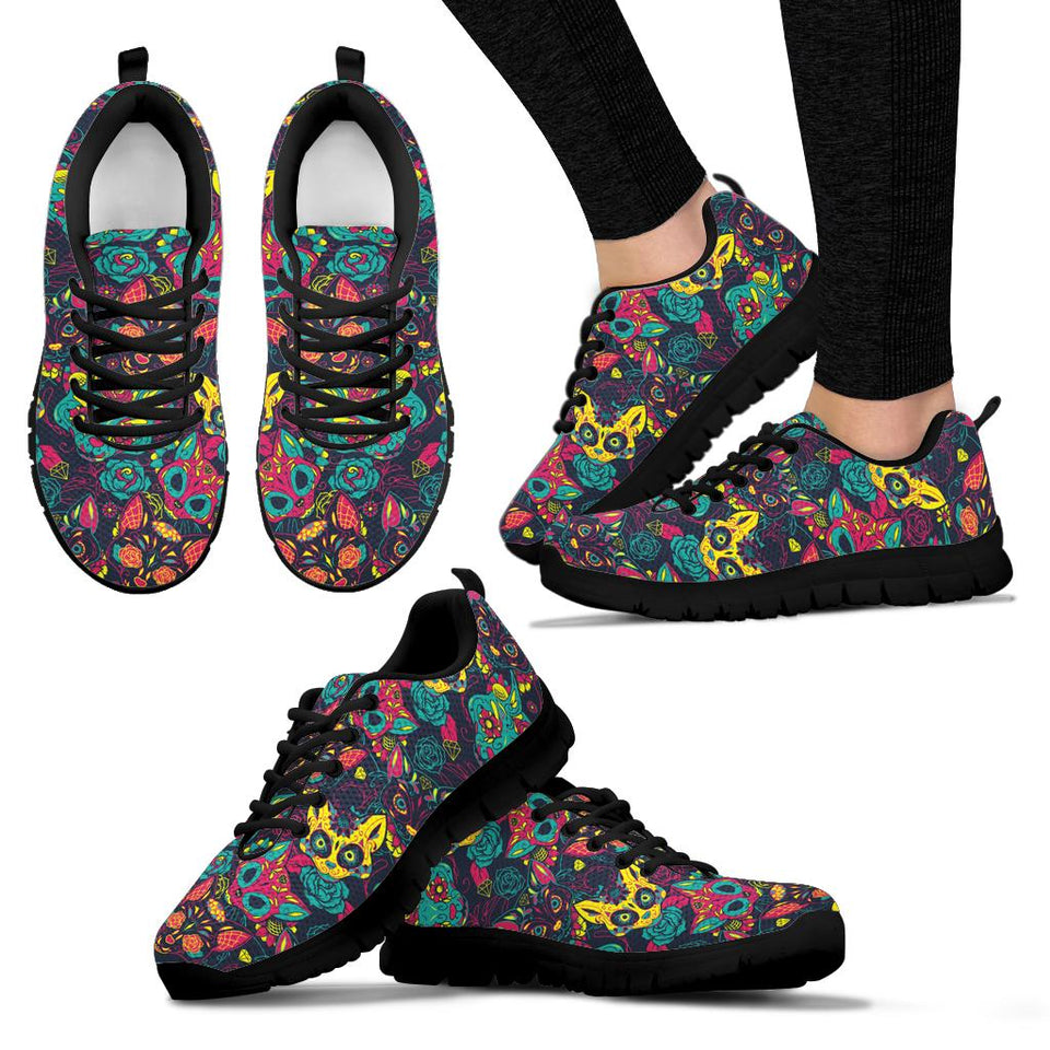 Skull Cat, Leather Shoes, Womens Skull Boots SNEAKERS