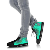 Peacock Mandala, Turquoise Teal Green high top