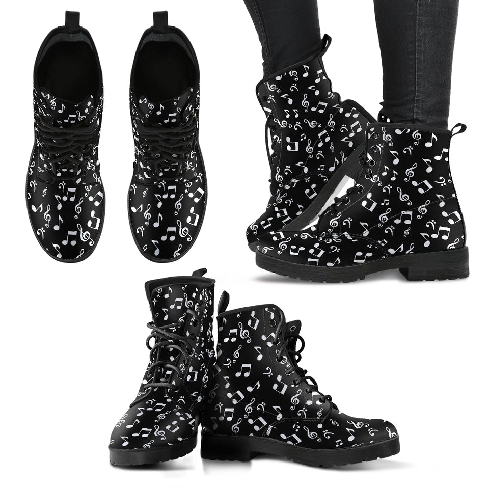Music Notes, Treble Clef Musican, Women's Boots, Vegan Leather, Combat Style Boots, Instruments Score, Sheet Music Band, Classical Music