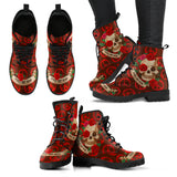 Skull and Peace, Gothic Hiking Boots, Women's Boots, Vegan Leather, Combat Style Boots, Emo Punk Boots, Goth Winter Boots
