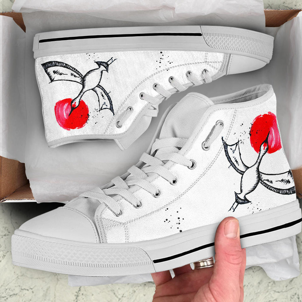 Japanese Crane and cherry blossom handpainted shoes