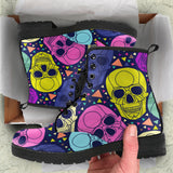 Rainbow Sugar Skull, Dia De los Muertos, Women's Boots, Vegan Leather, Combat Style Boots, Lolita Combat Boots, Day Of The Dead