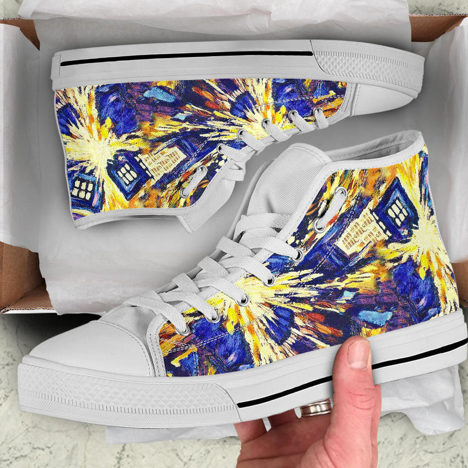 Dr Who Shoes, Dr Who Van Gogh Converse Style Shoes, Doctor Who Fan Gift Idea