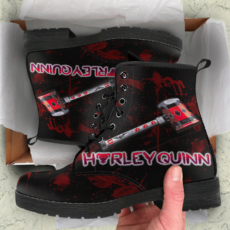 Harley Quinn Neon Sign Women's Canvas Boots