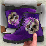 Crystal Skull, Gothic Hiking Boots, Women's Boots, Vegan Leather, Combat Style Boots, Emo Punk Boots, Goth Winter Boots