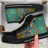 Gold Floral, Vegan Leather, Streetwear, Womens Leather Boots