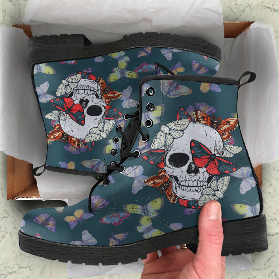 Colorful Butterfly, Leather Boots Women, Sugar Skull, Womens Winter Boots, Vegan Leather, Custom Leather Boots, Lace Up Boots, Hippie Boots