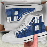 Doctor Who Custom Sneakers, TARDIS Custom Shoes, Bad Wolf Hand Painted Shoes