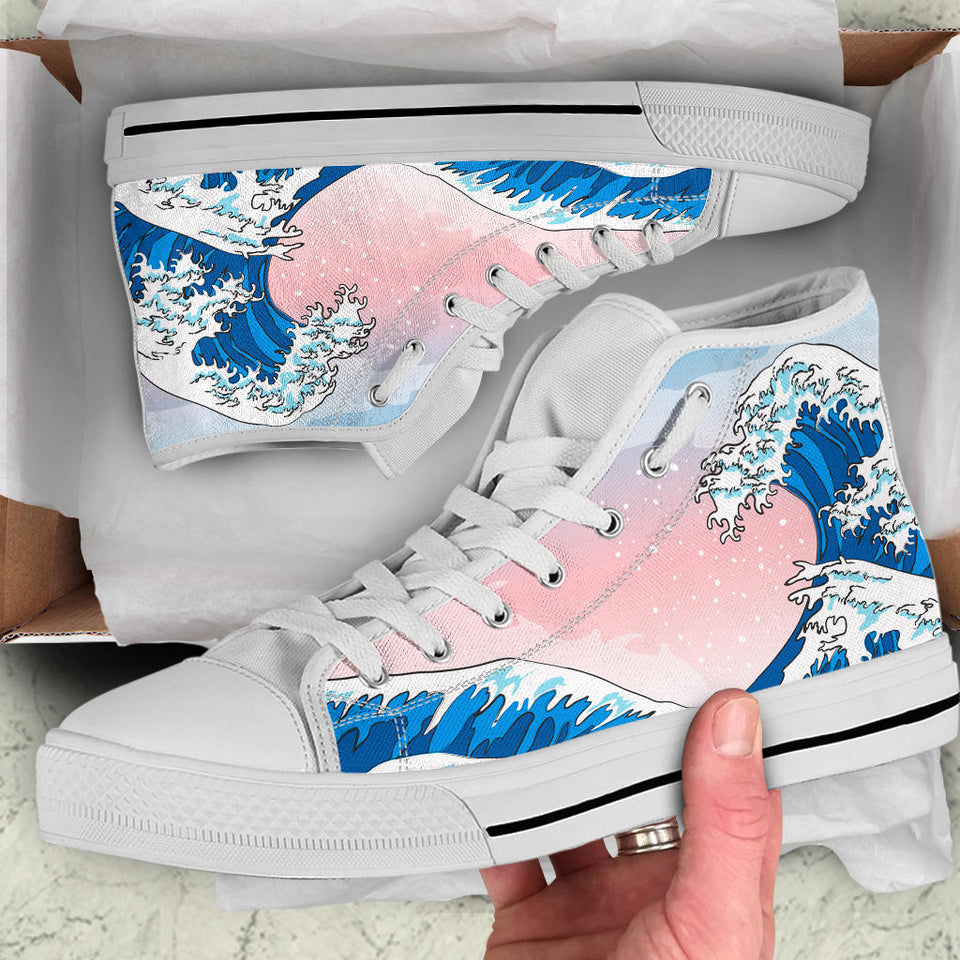 Japanese Wave Shoes  Big wave Hand Painted Shoes